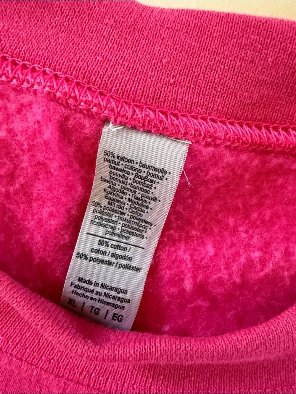 Bright Pink Smiley Graphic Crewneck Sweater XL - Picture 3 of 4